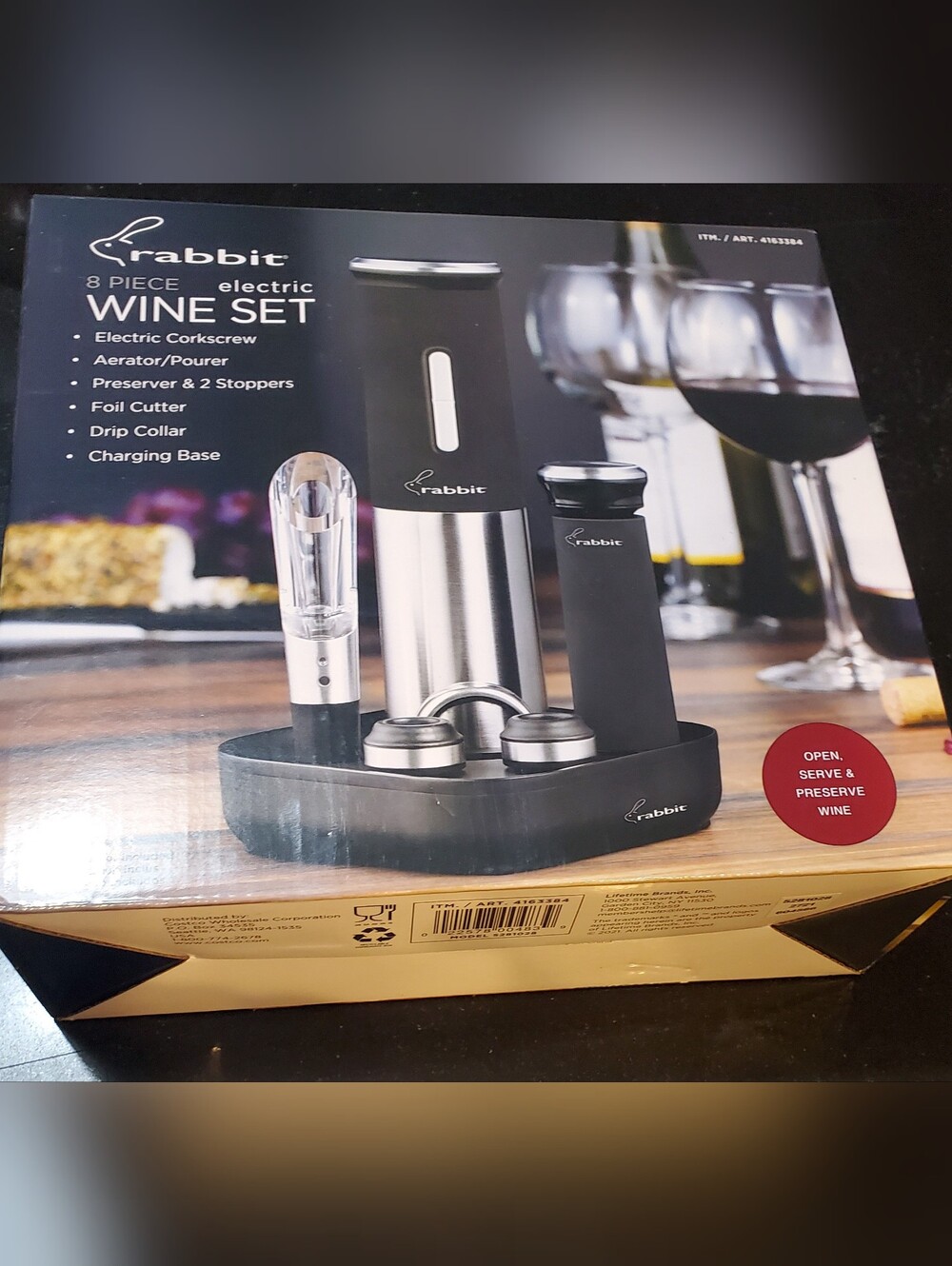 Rabbit 8-Piece Electric Wine Set - Black & Silver